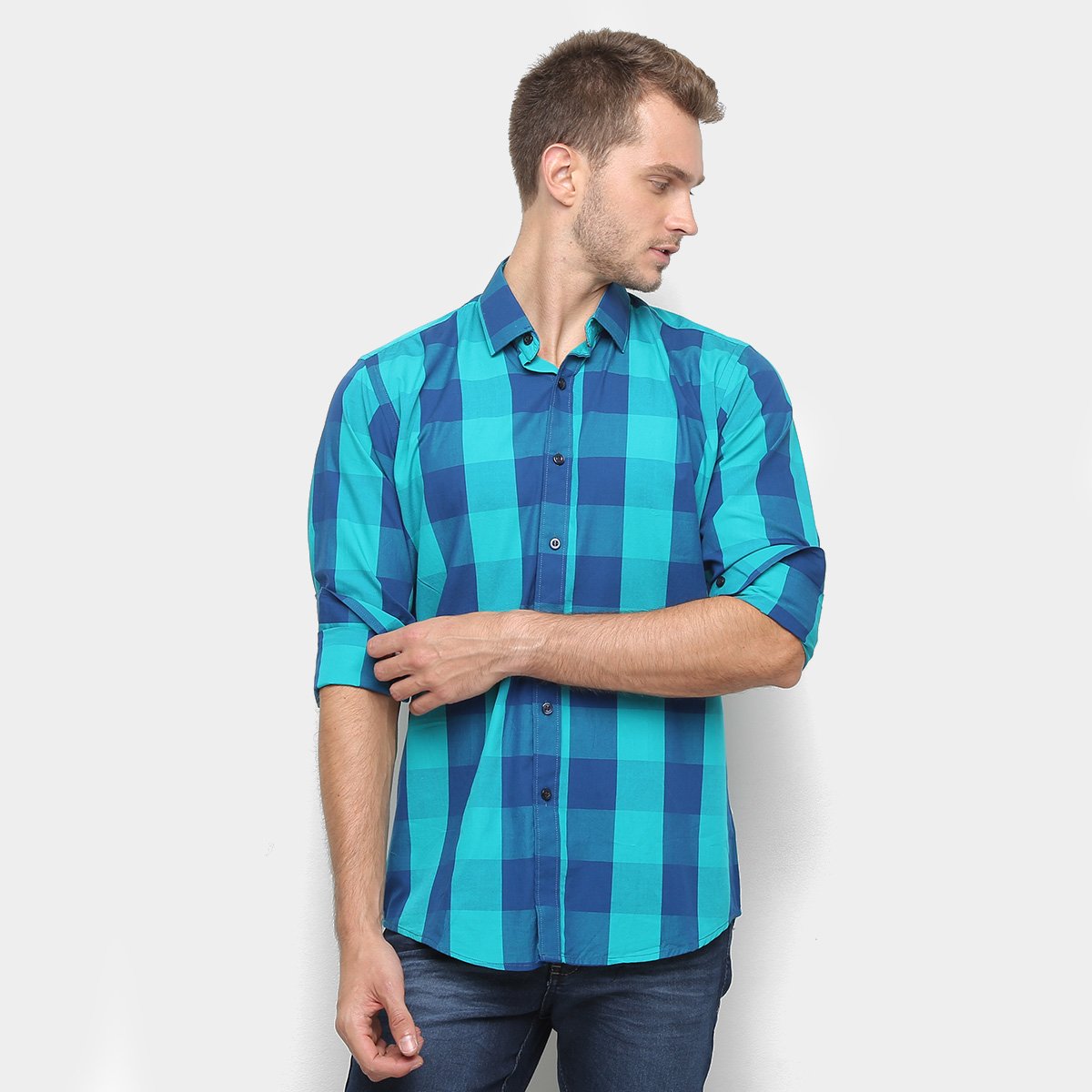 blusa azul verde